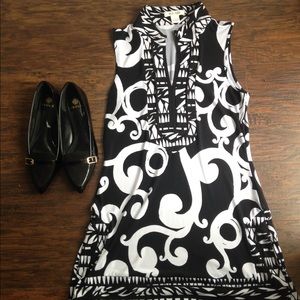 WHBM Black and White Mod Tunic Top